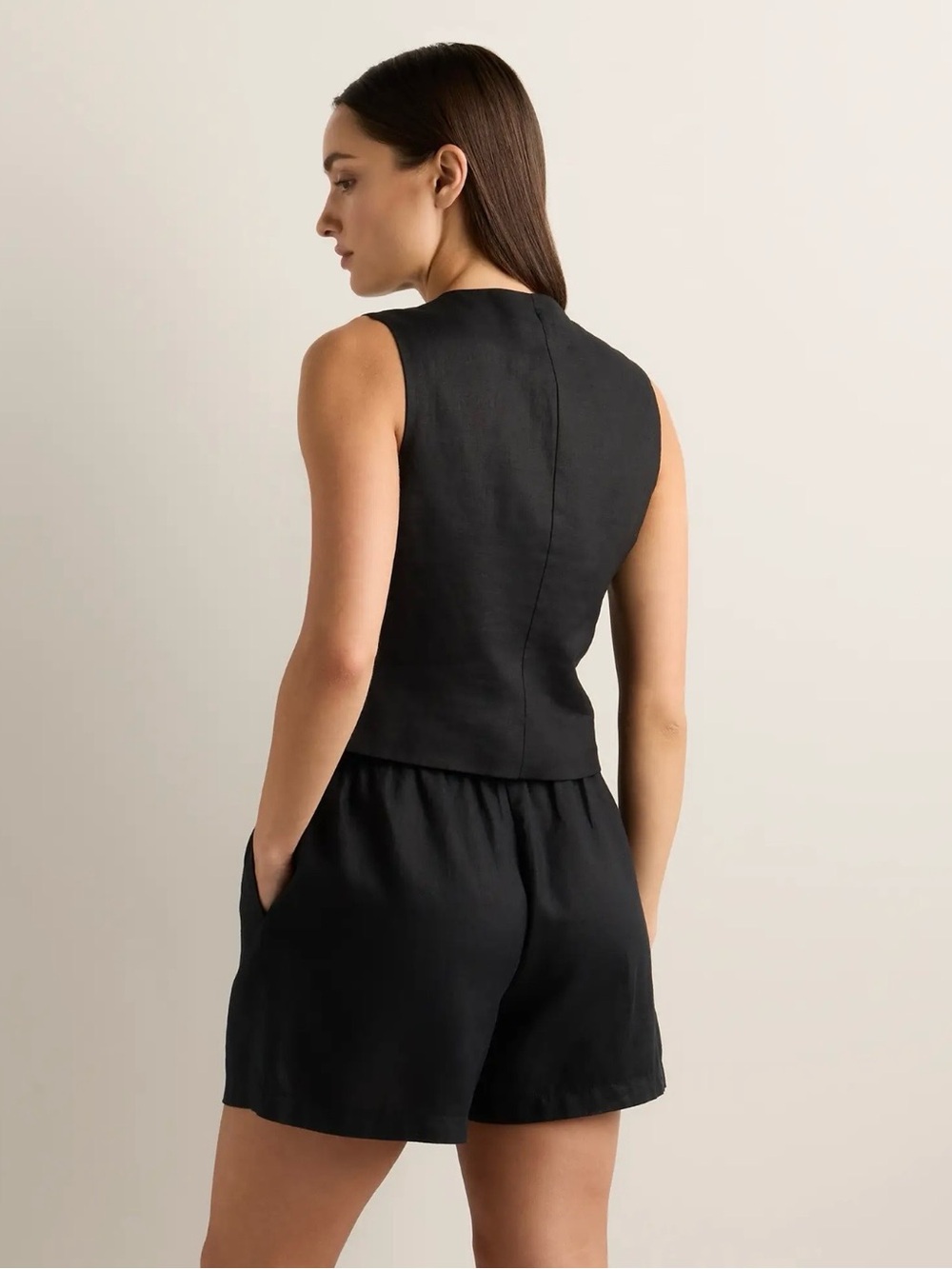 Quince Black Linen Vest Size Small EUC - Picture 2 of 8